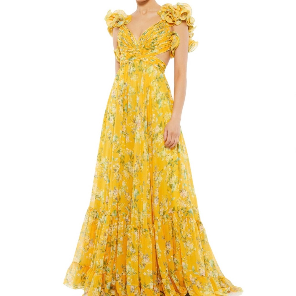 Mac Duggal Floral Cutout Dress